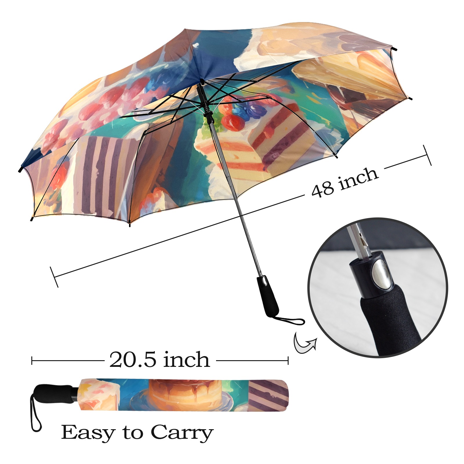 Colorful cakes decorated with berries. Funny art. Semi-Automatic Foldable Umbrella (Model U12)