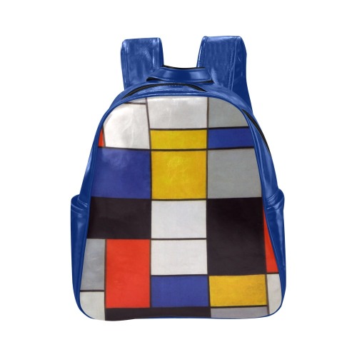 Composition A by Piet Mondrian Multi-Pockets Backpack (Model 1636)