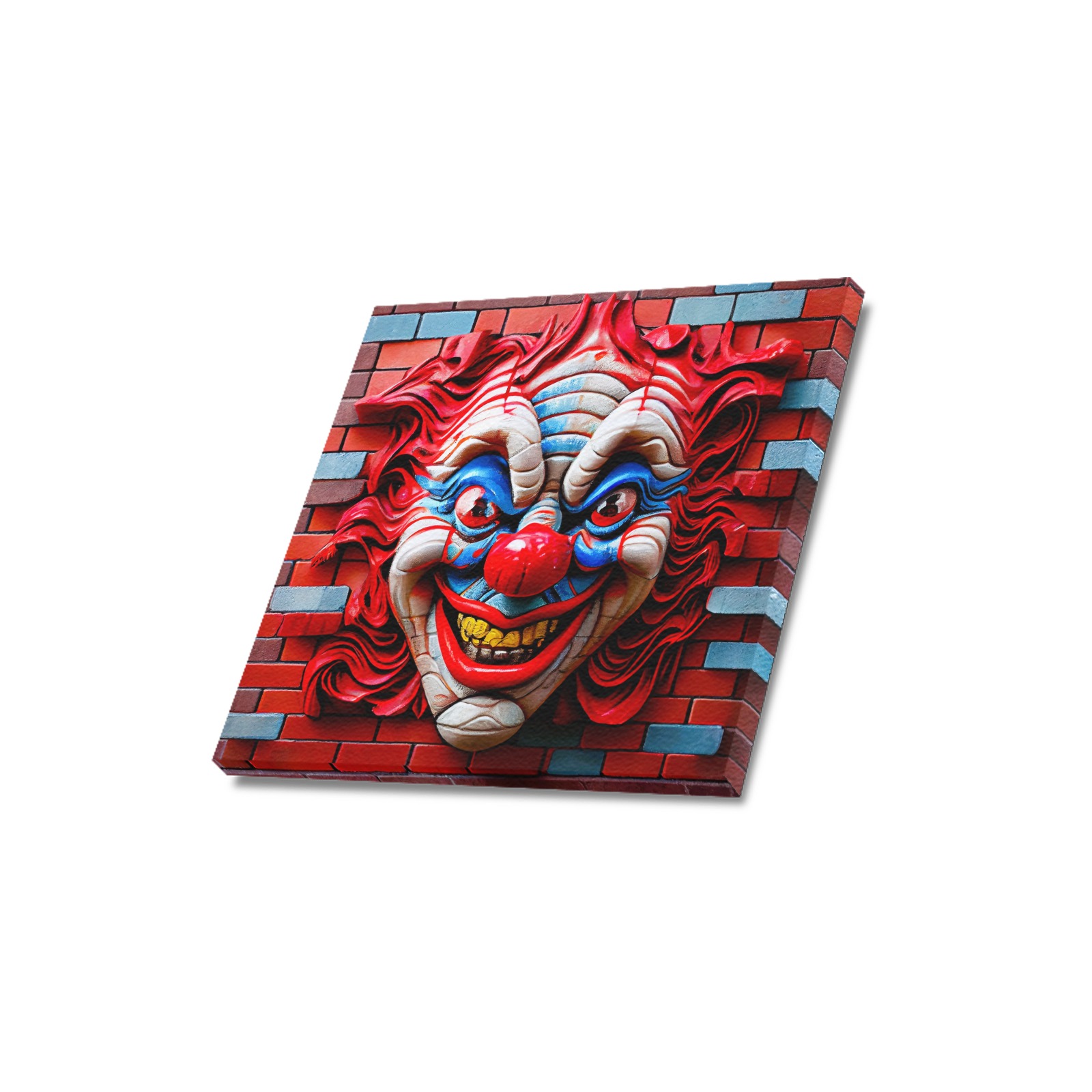 creepy clown face 3/4 Upgraded Canvas Print 16"x16"