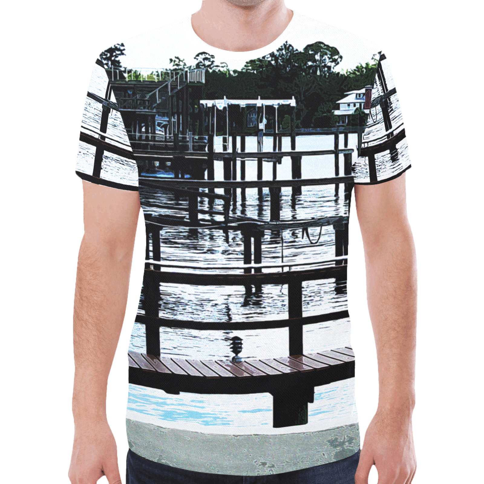 Docks On The River 7580 New All Over Print T-shirt for Men (Model T45)