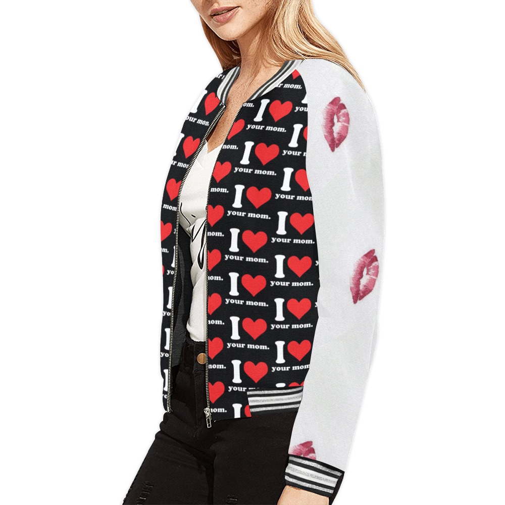 Women's Love your Mom Bomber All Over Print Bomber Jacket for Women (Model H21)