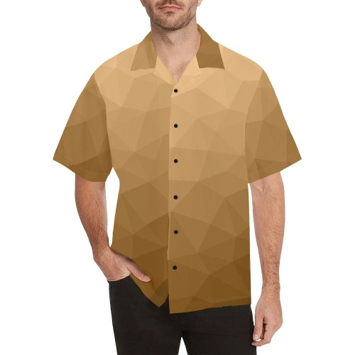 Brown gradient geometric mesh pattern Hawaiian Shirt (Model T58)