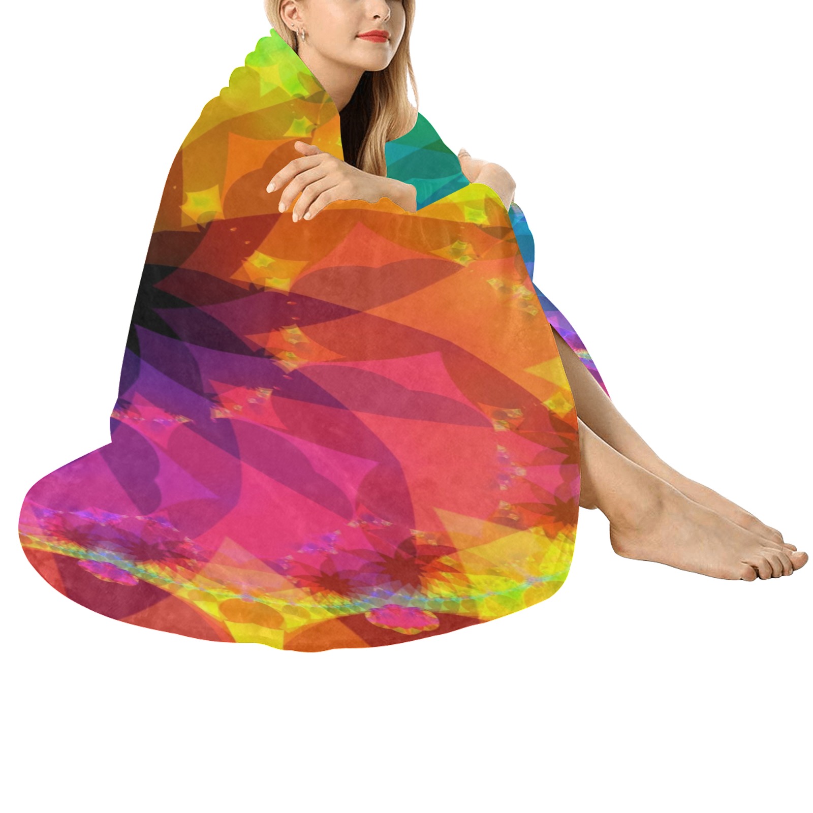 Colorful Spiral Fractal Circular Ultra-Soft Micro Fleece Blanket 47"