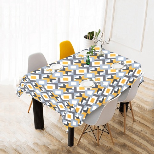 Retro Angles Abstract Geometric Pattern Cotton Linen Tablecloth 52"x 70"