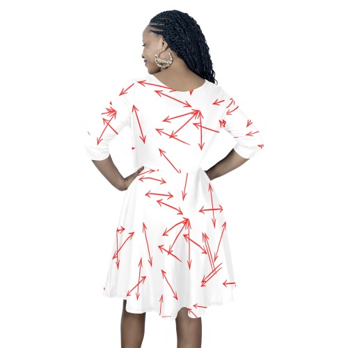 Arrows Every Direction Red Half Sleeve Skater Dress (Model D61)