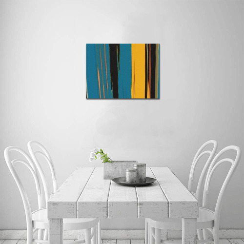 Black Turquoise And Orange Go! Abstract Art Canvas Print 14"x11"