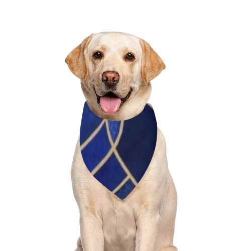 blue abstract gold n blk 1 for Pets Pet Dog Bandana/Large Size