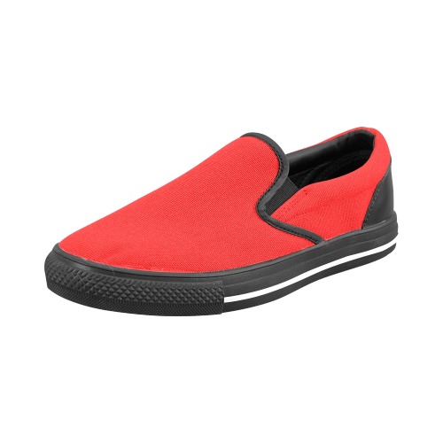 Merry Christmas Red Solid Color Women's Slip-on Canvas Shoes (Model 019)