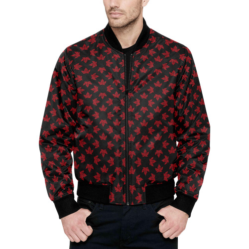 Cool Retro Canada All Over Print Quilted Bomber Jacket for Men (Model H33)