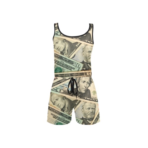 US PAPER CURRENCY All Over Print Short Jumpsuit