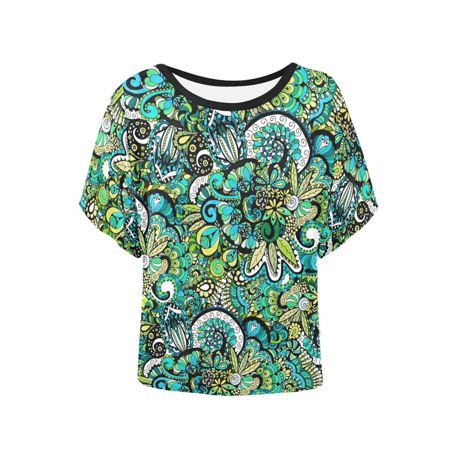 Tropical Illusion Women's Batwing-Sleeved Blouse T shirt (Model T44)
