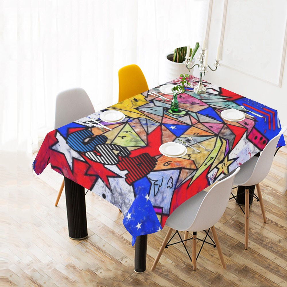 USA 4th july by Nico Bielow Cotton Linen Tablecloth 60"x 84"