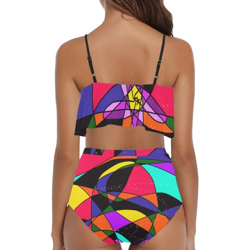 Abstract Design S 2020 High Waisted Ruffle Bikini Set (Model S13)