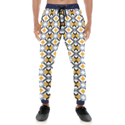Retro Angles Abstract Geometric Pattern Men's All Over Print Sweatpants (Model L11)