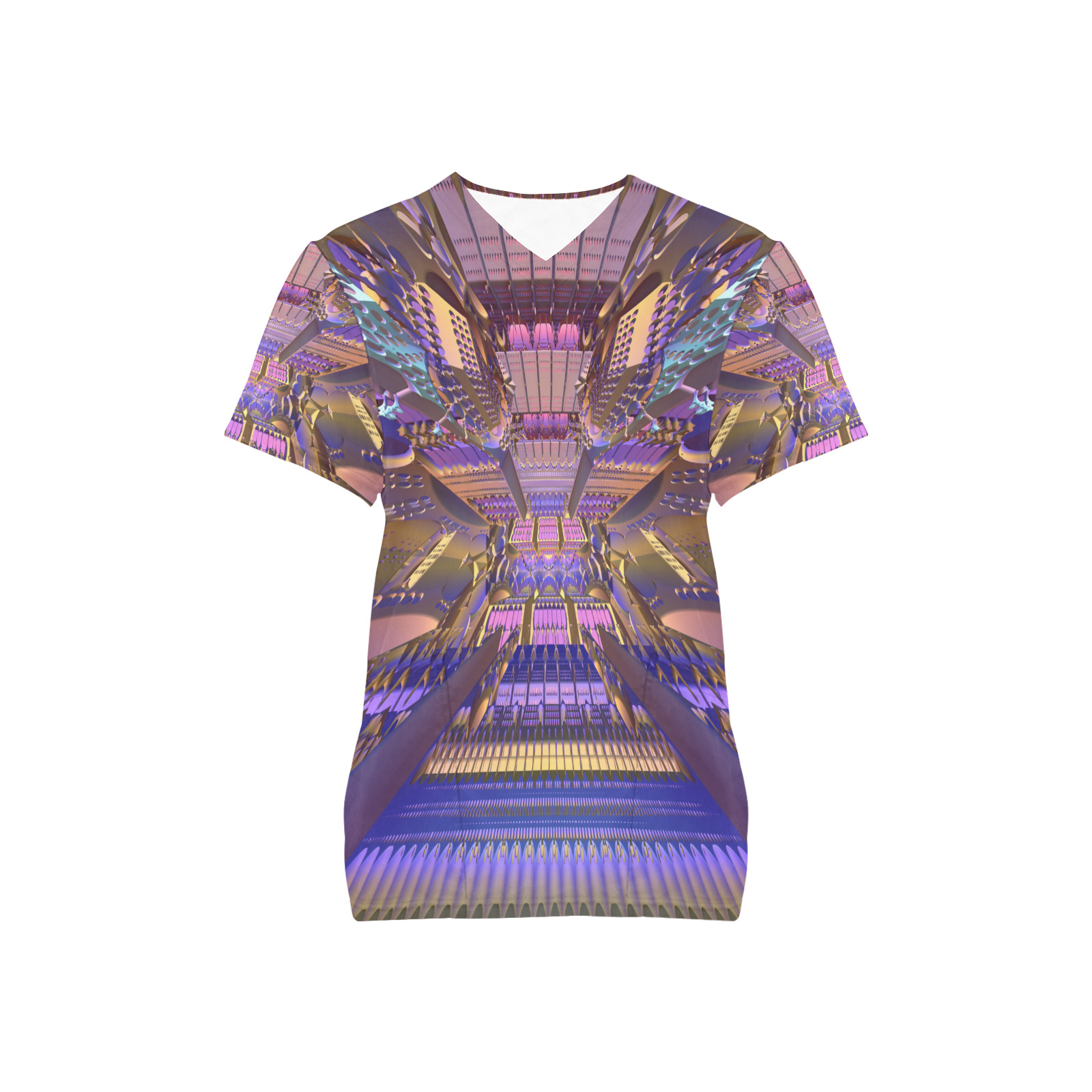 Pink and purple 3D Fractal All Over Print Scrub Top