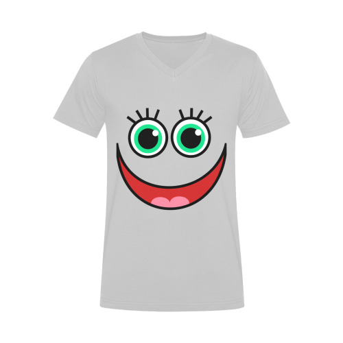 Don’t Worry Be Happy Cartoon Face Men's V-Neck T-shirt (USA Size) (Model T10)