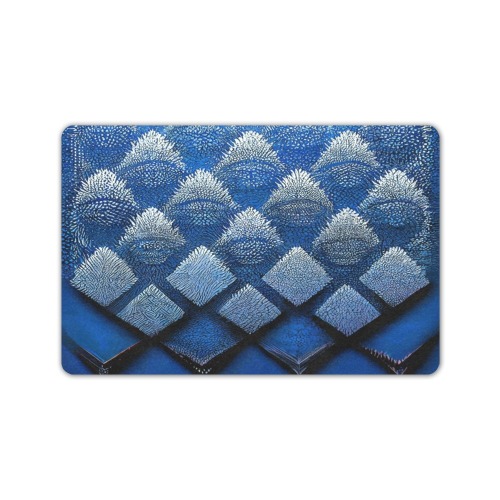 blue flower pattern Doormat 24"x16" (Black Base)
