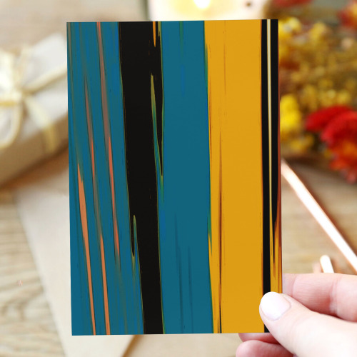 Black Turquoise And Orange Go! Abstract Art Greeting Card 4"x6"