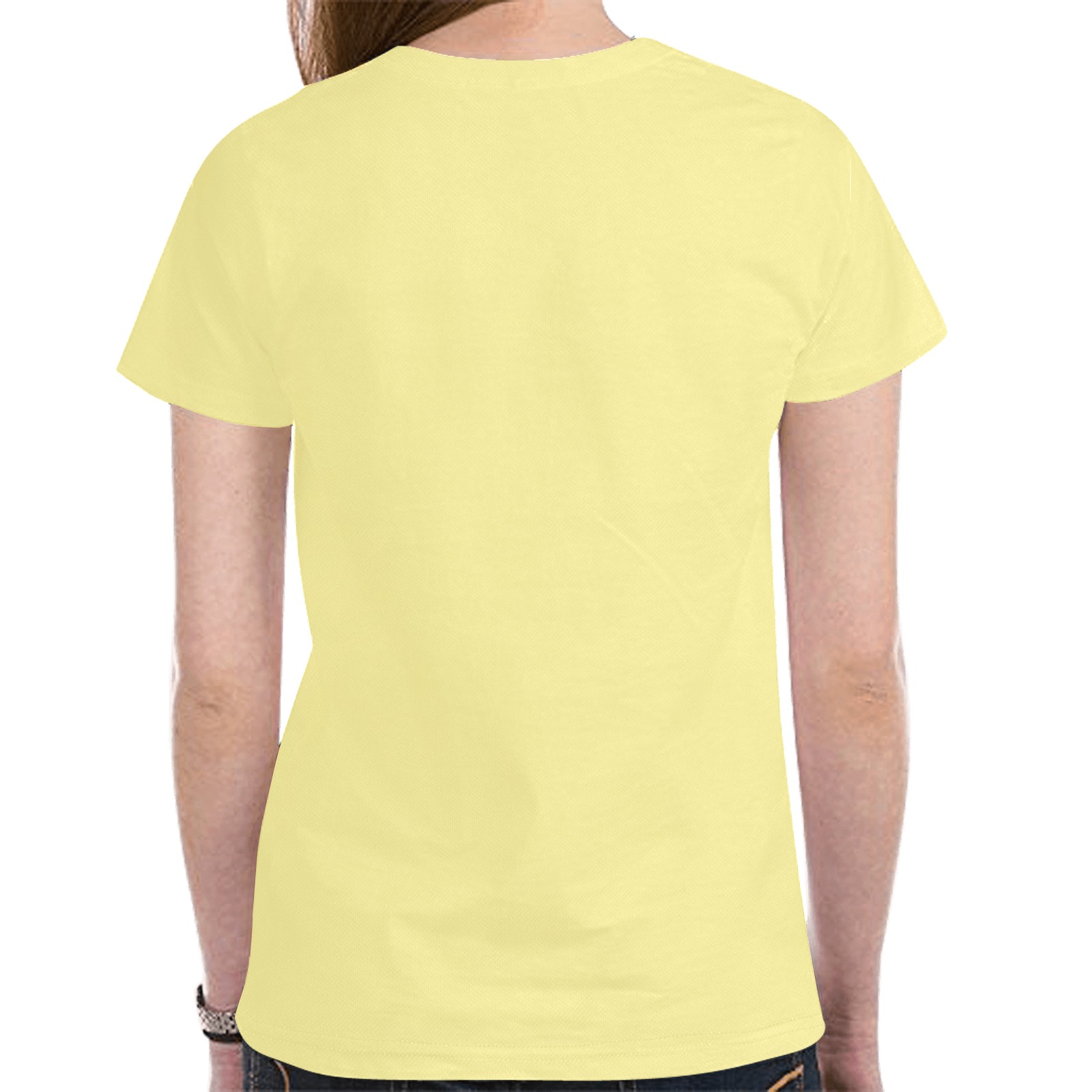 Patchwork Heart Teddy Light Yellow New All Over Print T-shirt for Women (Model T45)