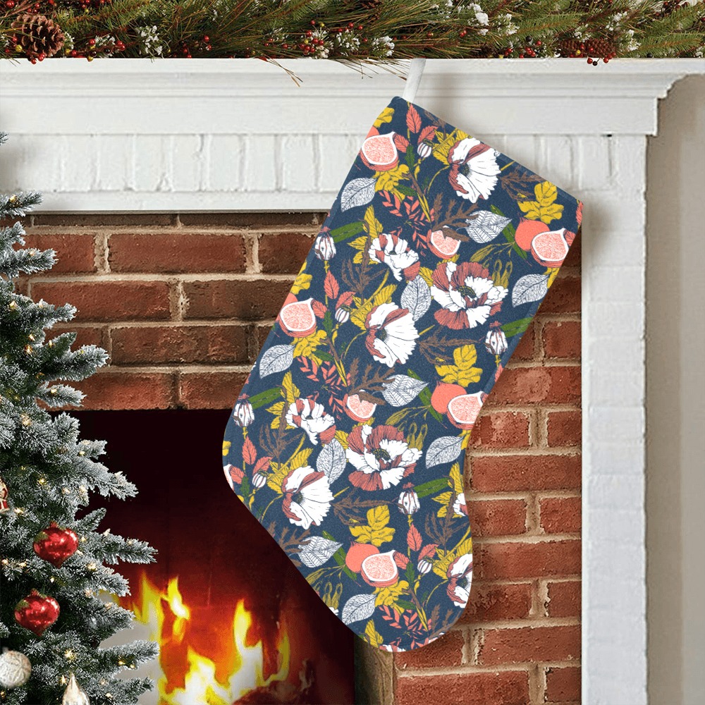 Dark flowering poppies Christmas Stocking (Without Folded Top)