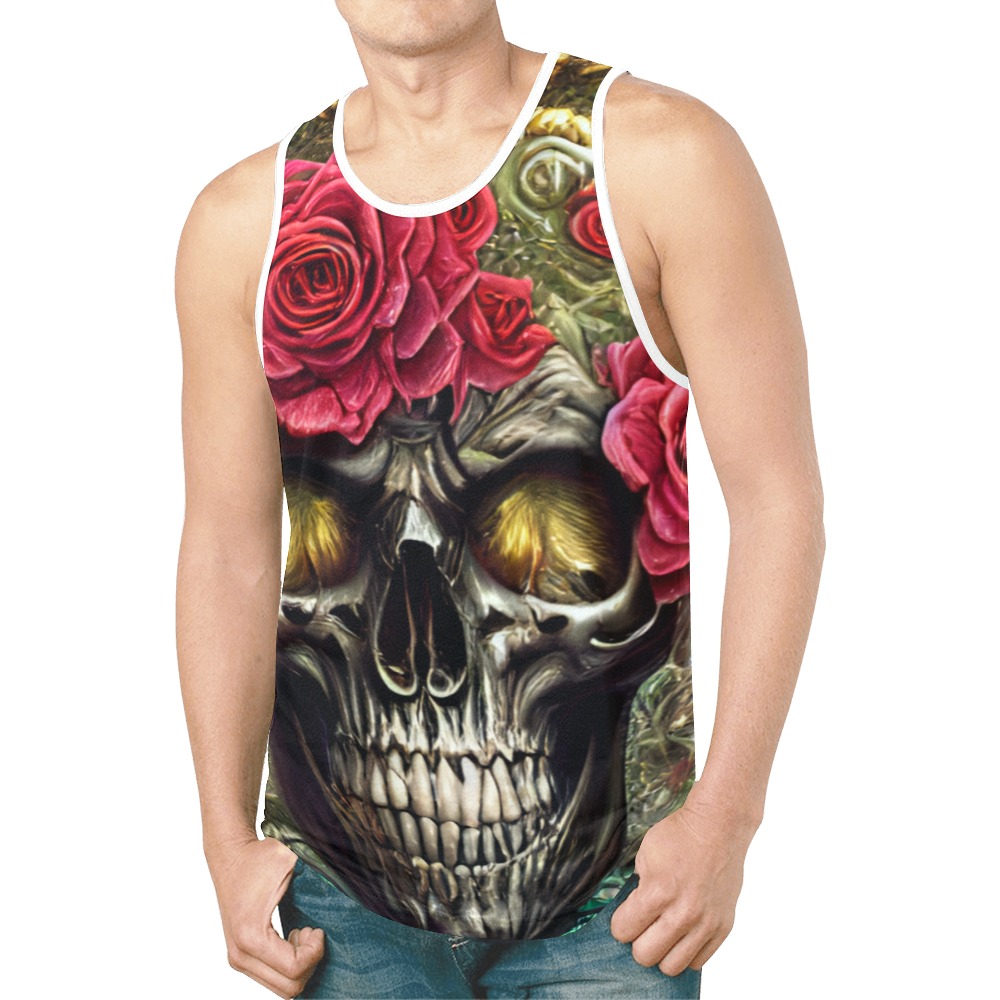 Skull Roses Print Men's Tank Top New All Over Print Tank Top for Men (Model T46)