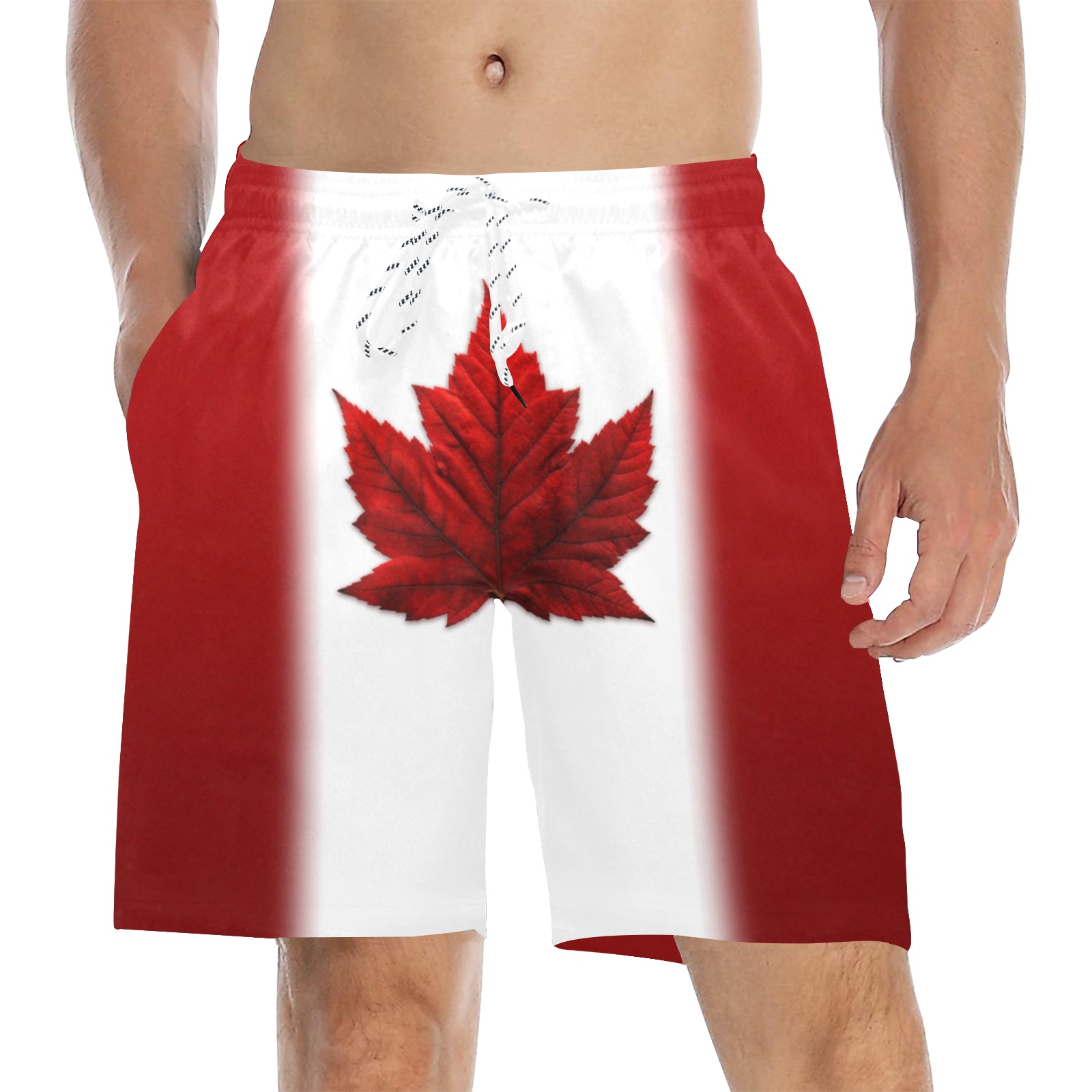 Canada Flag Shorts Funny Canada Swimshorts Men's Mid-Length Beach Shorts (Model L51)
