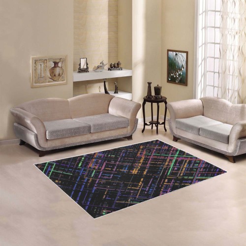 Criss-Cross Pattern with Multiple Colors Area Rug 5'3''x4'