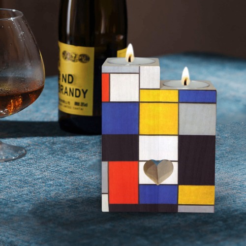Composition A by Piet Mondrian Wooden Candle Holder (Without Candle)