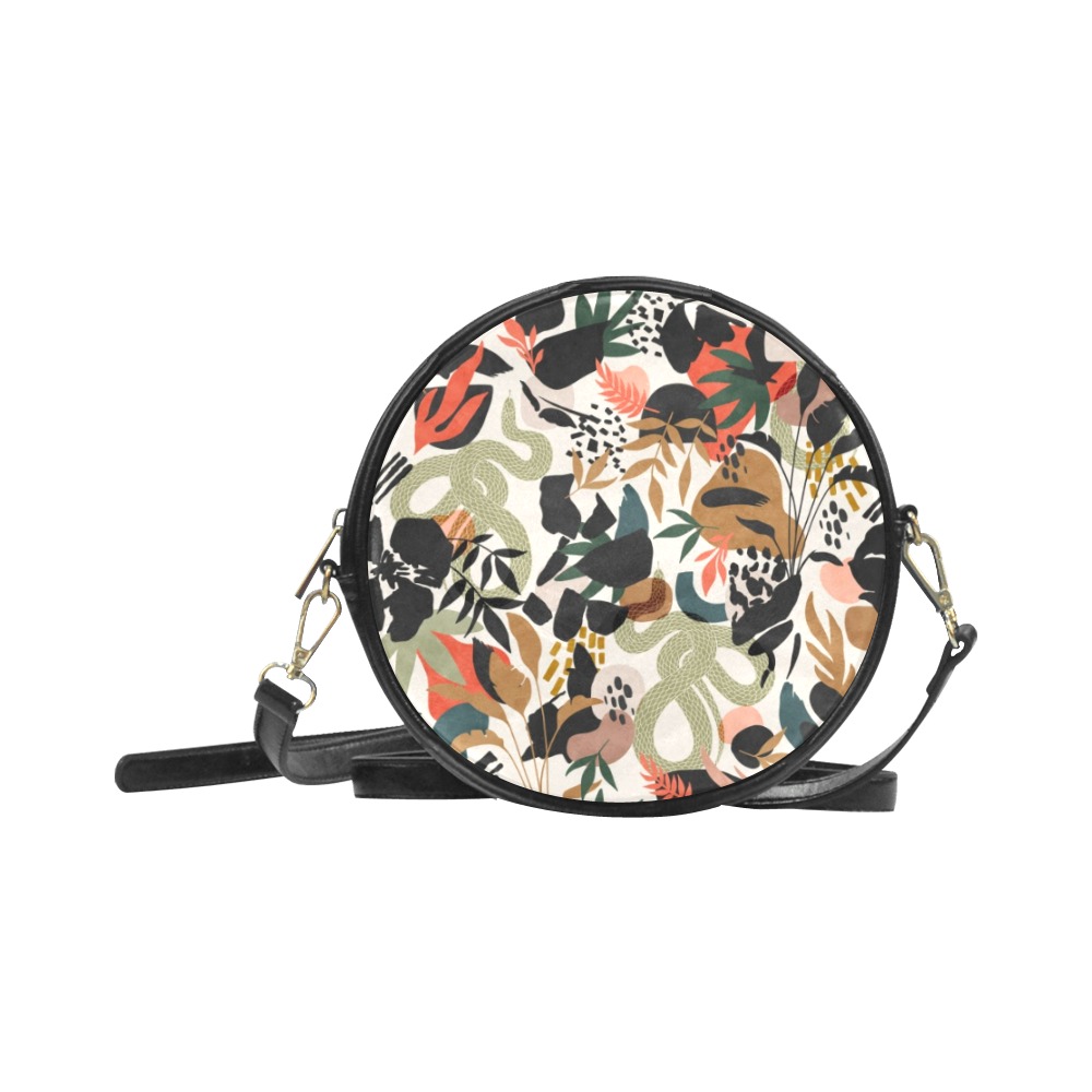 Abstract snakes shapes nature 63 Round Sling Bag (Model 1647)