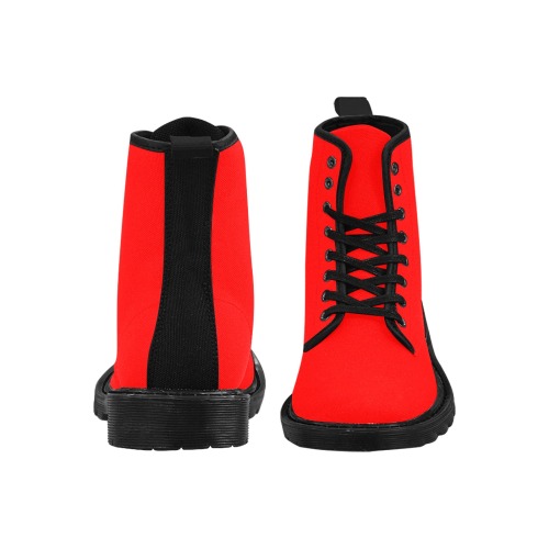 Merry Christmas Red Solid Color Martin Boots for Men (Black) (Model 1203H)