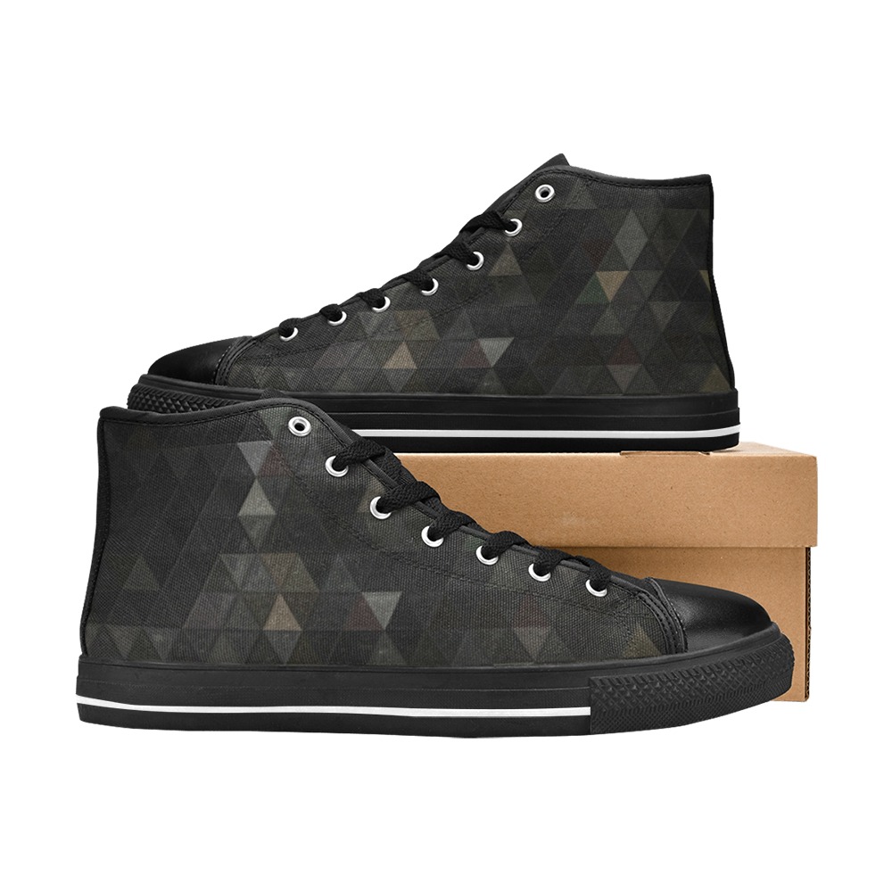 mosaic triangle 26 High Top Canvas Shoes for Kid (Model 017)