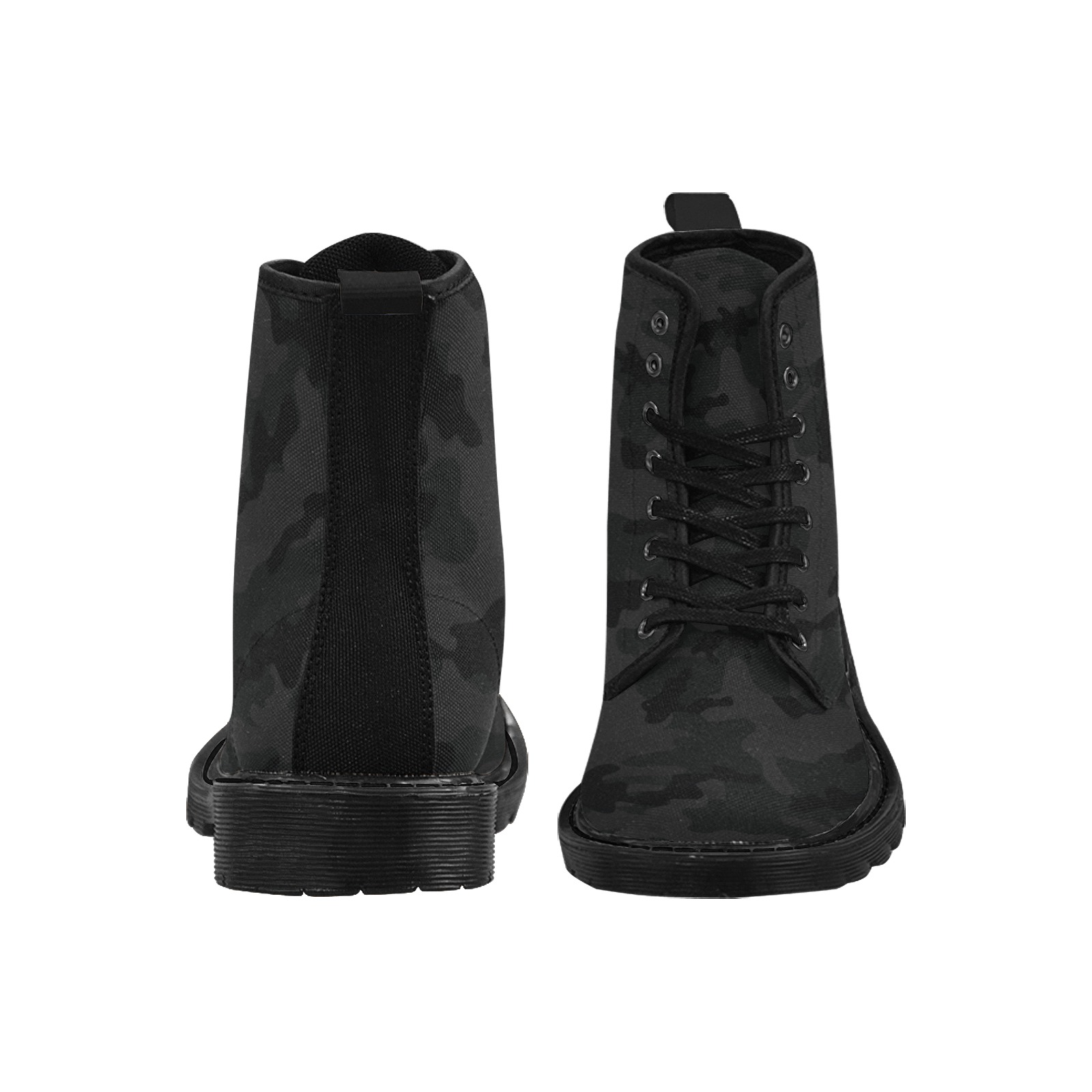 SunsetBlvd Hip Hop Designer Styled Black Camo Graphic Boot Martin Boots for Men (Black) (Model 1203H)