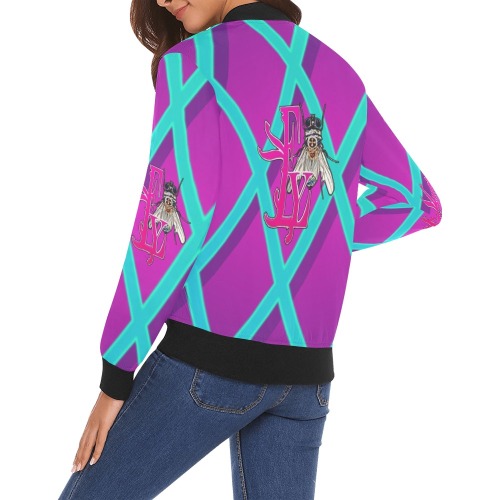 Session Collectable Fly All Over Print Bomber Jacket for Women (Model H19)