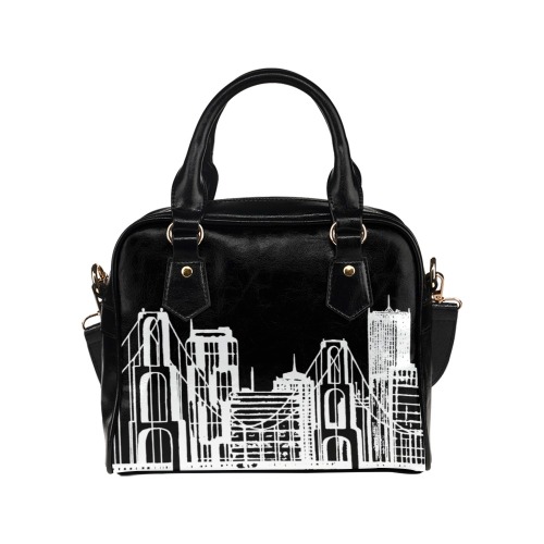 City_Life_Black_Flattened_2nd_Edition_ 1 Shoulder Handbag (Model 1634)