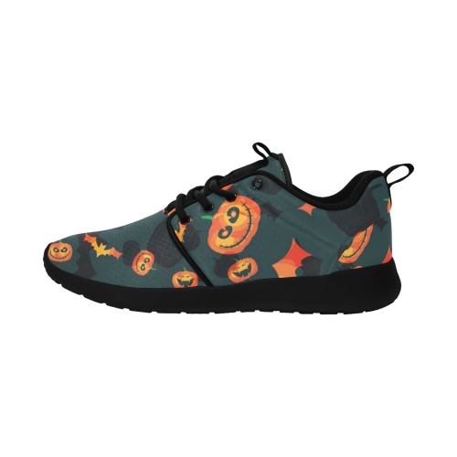 Halloween Pumpkins and Bats Men's Pull Loop Sneakers (Model 02001)