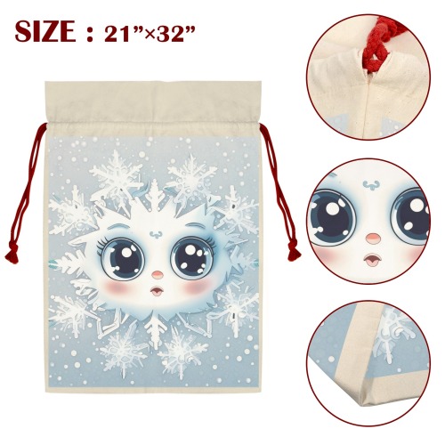 Little Snowflake 3 Pack Santa Claus Drawstring Bags (Two Sides Printing)