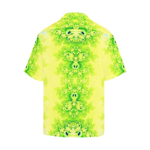 Sunny Ukrainian Sunflowers Frost Fractal Hawaiian Shirt with Merged Design (Model T58)