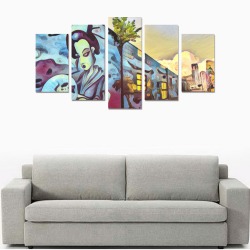 Honolulu Street Pop Art Drawing Canvas Print Sets A (No Frame)