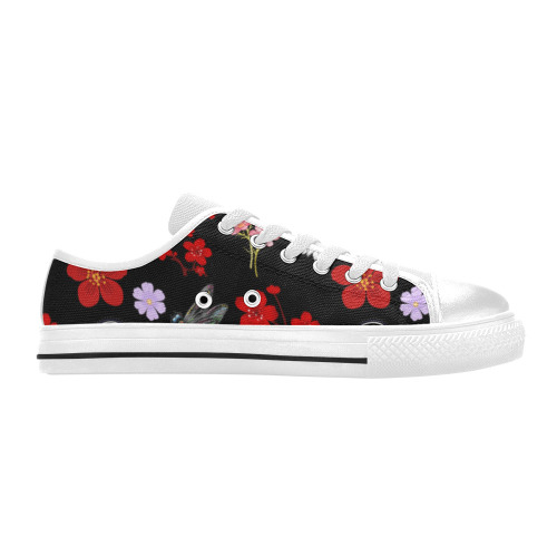 Black, Red, Pink, Purple, Dragonflies, Butterfly and Flowers Design Women's Classic Canvas Shoes (Model 018)
