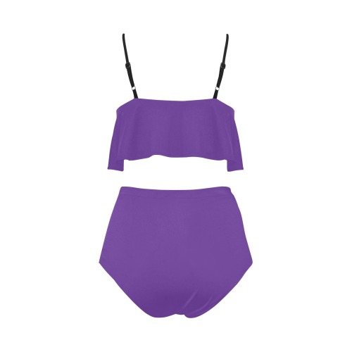 color rebecca purple High Waisted Ruffle Bikini Set (Model S13)
