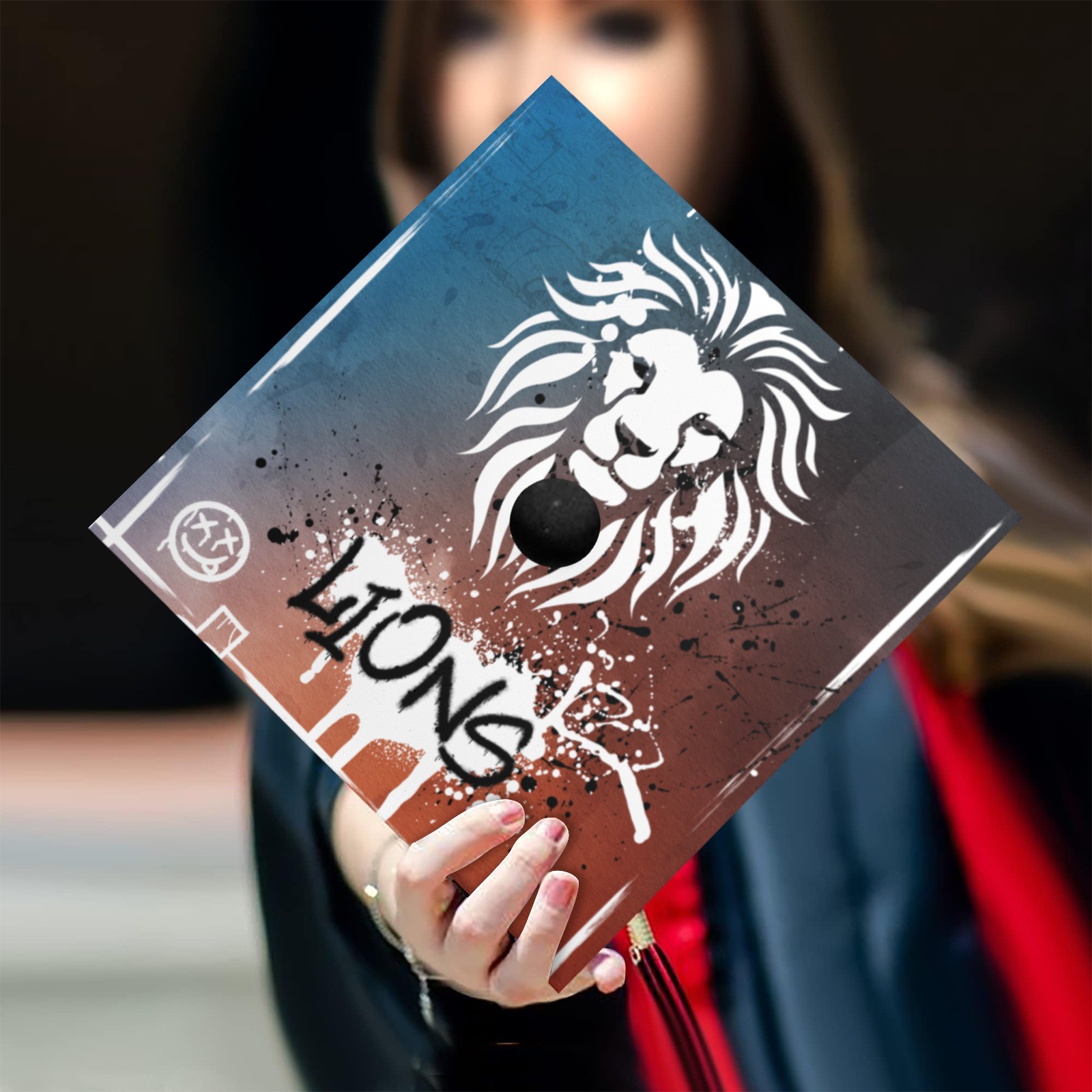 Graffiti Lions Grad Cap Topper Graduation Cap Topper | ID: D7279314