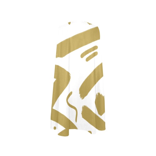 Tribal Gold and White Sleeveless A-Line Pocket Dress (Model D57)