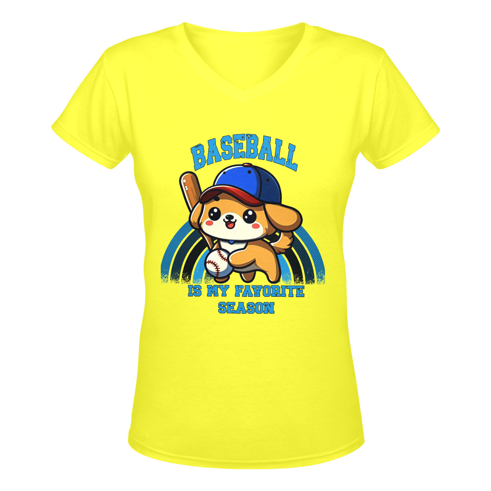 Baseball Is My Favorite Season Women's Deep V-neck T-shirt (Model T19)