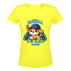 Baseball Is My Favorite Season Women's Deep V-neck T-shirt (Model T19)