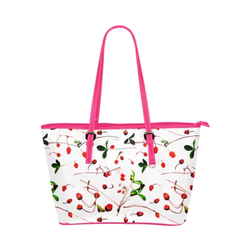 Wild Strawberries Leather Tote Bag/Large (Model 1651)