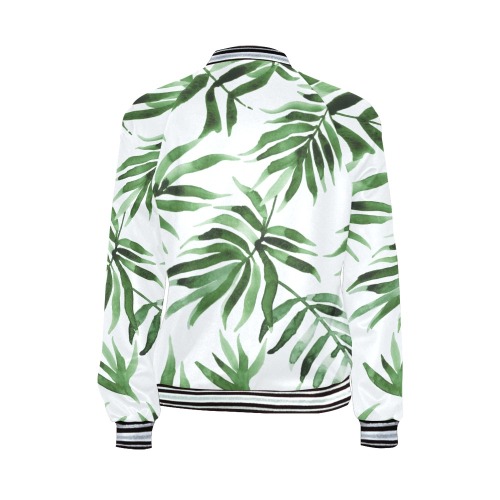 Watercolor_green_leaf All Over Print Bomber Jacket for Women (Model H21)