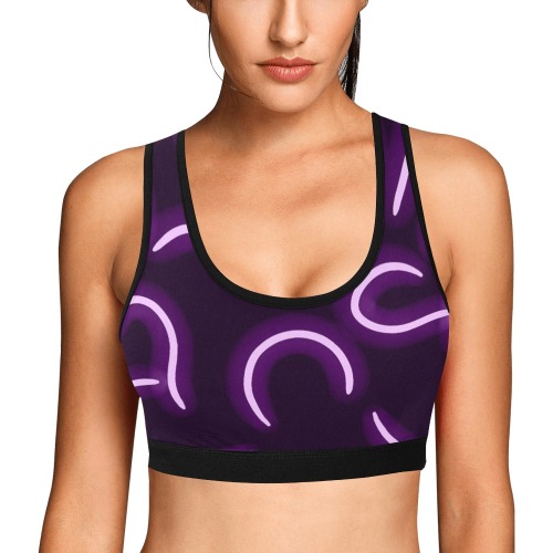 Neon Hearts Purple Women's All Over Print Sports Bra (Model T52)