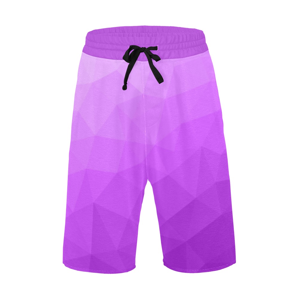 Purple gradient geometric mesh pattern Men's All Over Print Casual Shorts (Model L23)