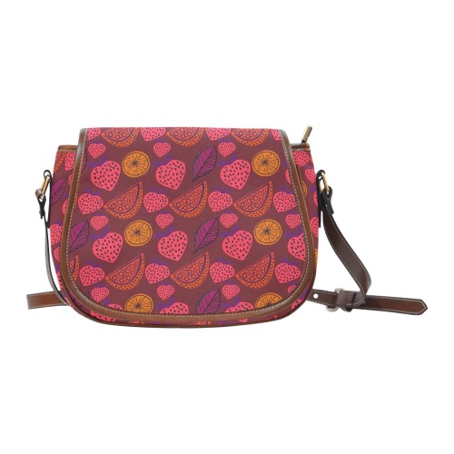 Abstract unique fruit pattern Saddle Bag/Small (Model 1649) Full Customization