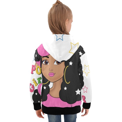 girl power Big Girls' Long Sleeve Hoodie (Model H57)